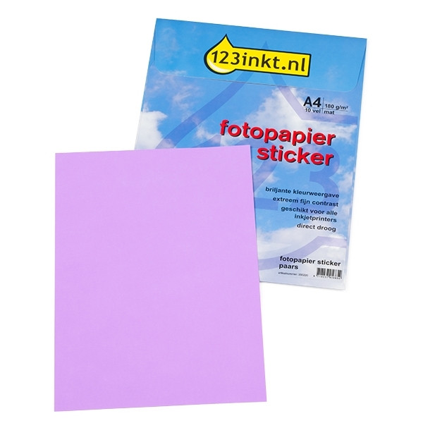 123ink purple A4 matte photo sticker paper (10-pack)  300220 - 1