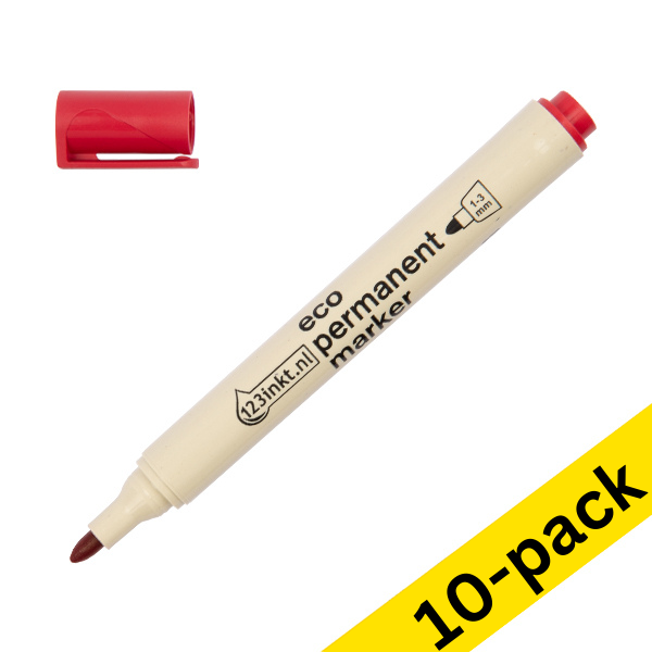 123ink red eco permanent marker (1mm - 3mm round) (10-pack)  390596 - 1