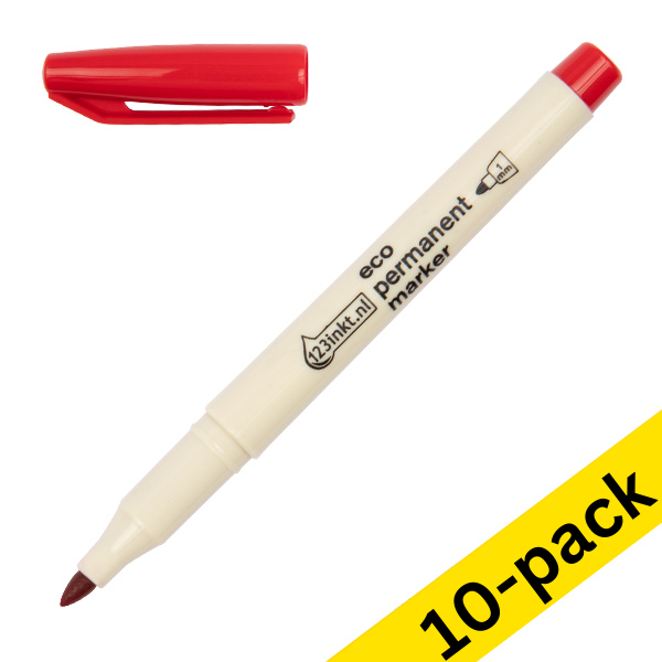 123ink red eco permanent marker (1mm round) (10-pack)  390605 - 1
