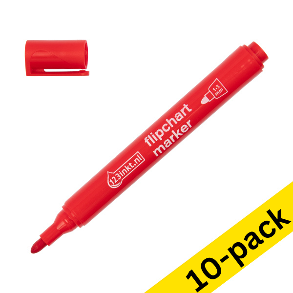 123ink red flipchart marker (1mm - 3mm round) (10-pack)  390560 - 1