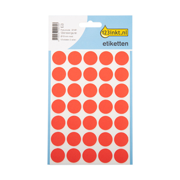 123ink red marking dots, Ø 19mm (105 labels) 3004C 3172C 301481 - 1
