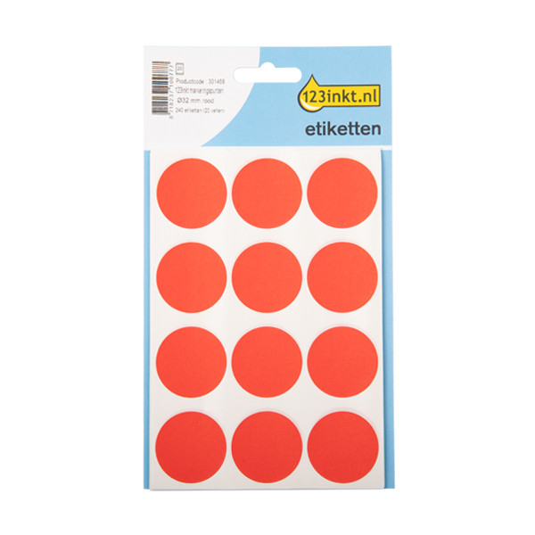 123ink red marking dots, Ø 32mm (240 labels) AV-PET30RC 301488 - 1