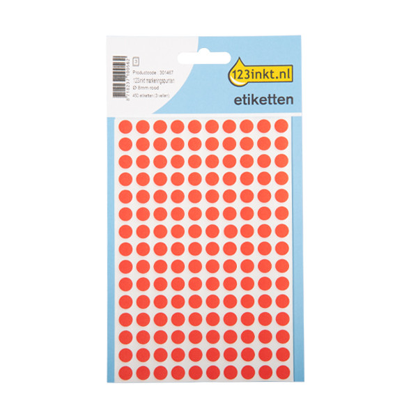 123ink red marking dots, Ø 8mm (450 labels) 3010C 3177C AV-PSA08RC 301467 - 1