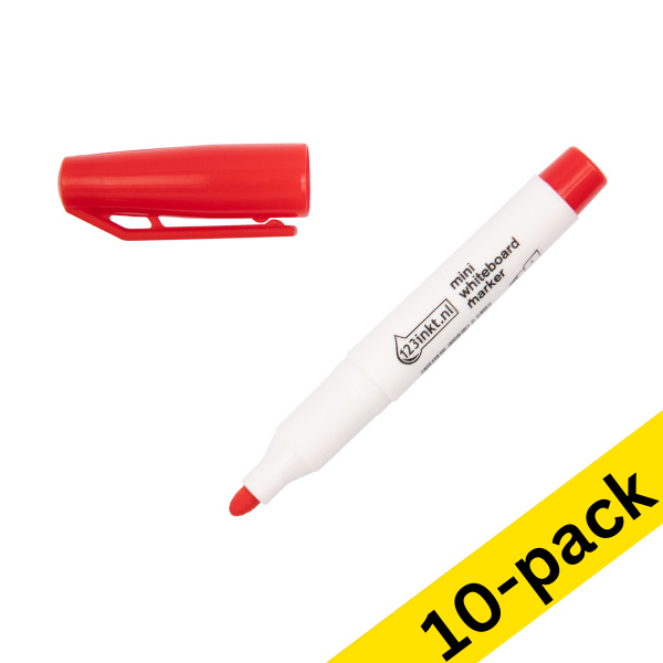123ink red mini whiteboard marker (1mm round) (10-pack)  390569 - 1