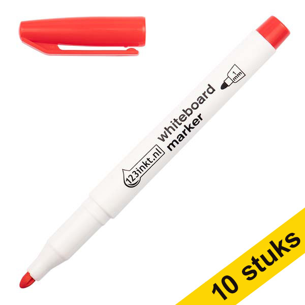 123ink red whiteboard marker (1mm round) (10-pack)  300895 - 1