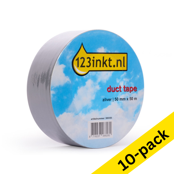 123ink silver duct tape, 50mm x 50m (10-pack)  302838 - 1