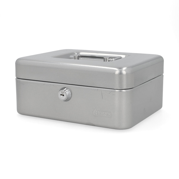 123ink silver steel cash box, 20cm x 17cm x 9cm 302945 - 1