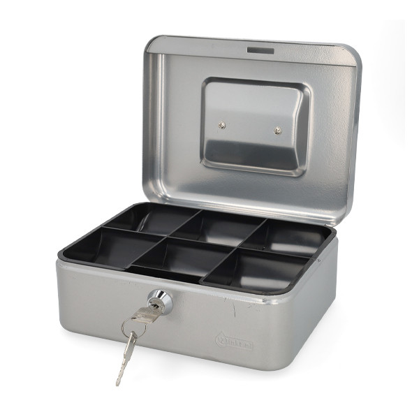 123ink silver steel cash box, 20cm x 17cm x 9cm 302945 - 2
