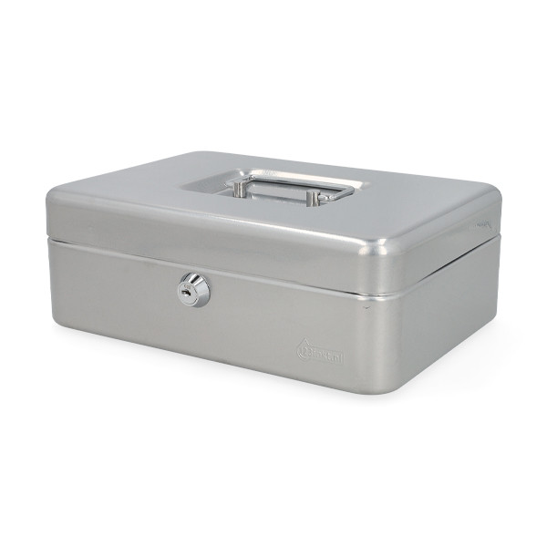 123ink silver steel cash box, 25cm x 19.1cm x 9cm 302943 - 1