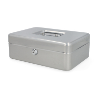 123ink silver steel cash box, 25cm x 19.1cm x 9cm 302943