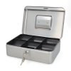 123ink silver steel cash box, 25cm x 19.1cm x 9cm 302943 - 2