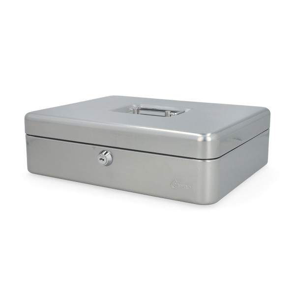123ink silver steel cash box, 30cm x 24.5cm x 9cm 302941 - 1