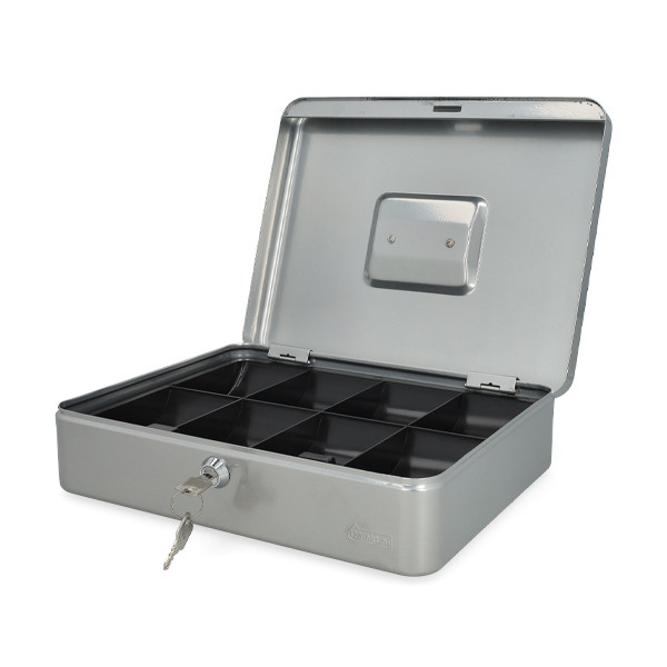 123ink silver steel cash box, 30cm x 24.5cm x 9cm 302941 - 2