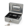 123ink silver steel cash box with coin slot, 12.5cm x 9.5cm x 6cm 302938 - 2