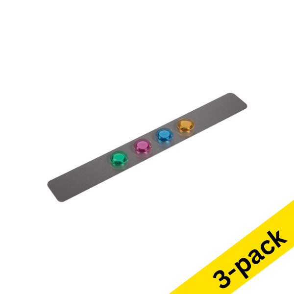 123ink stainless steel magnetic wall strip including 4 magnets, 37.5cm x 5cm (3-pack)  302142 - 1