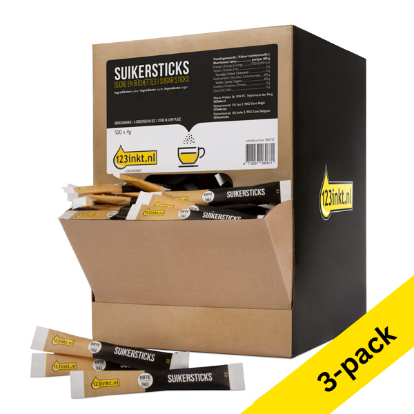 123ink sugar sticks, 500 x 4g (3-pack)  300727 - 1