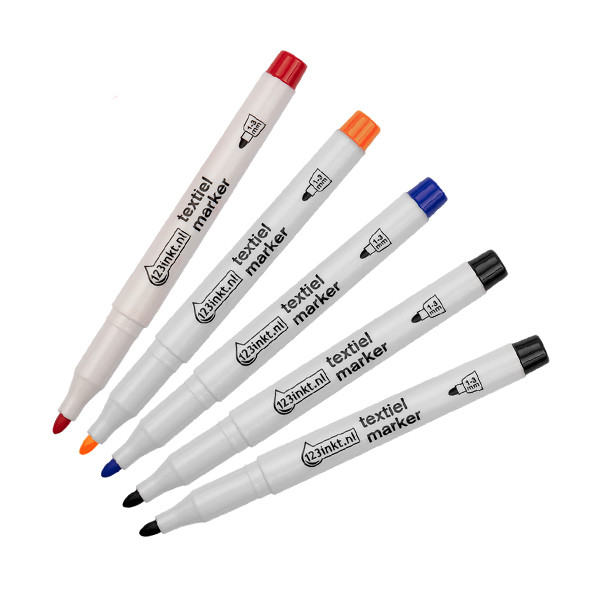 123ink textile marker (2 x black/orange/blue/red) (5-pack)  302724 - 1