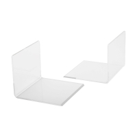 123ink transparent acrylic bookends, 10cm x 10cm x 8cm (2-pack)