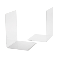123ink transparent acrylic bookends, 12cm x 12cm x 17.5cm (2-pack)
