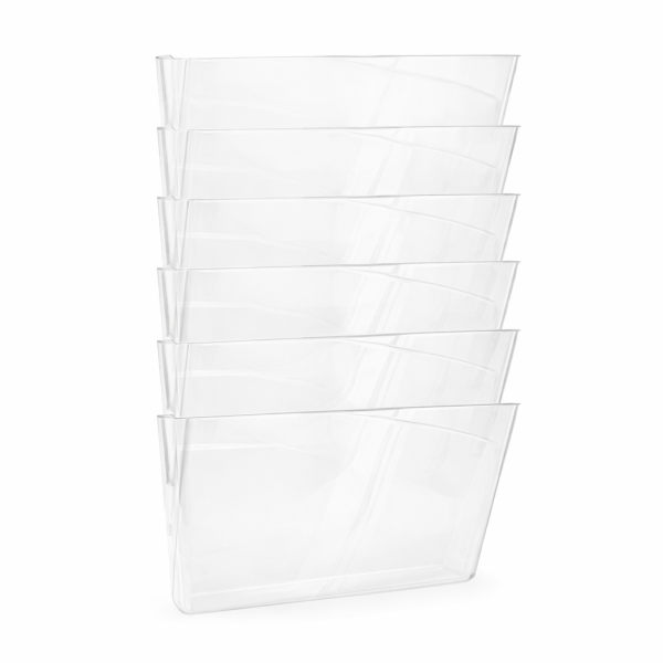 123ink transparent landscape wall brochure holder with 6 compartments 302754 - 1