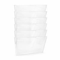 123ink transparent landscape wall brochure holder with 6 compartments 302754
