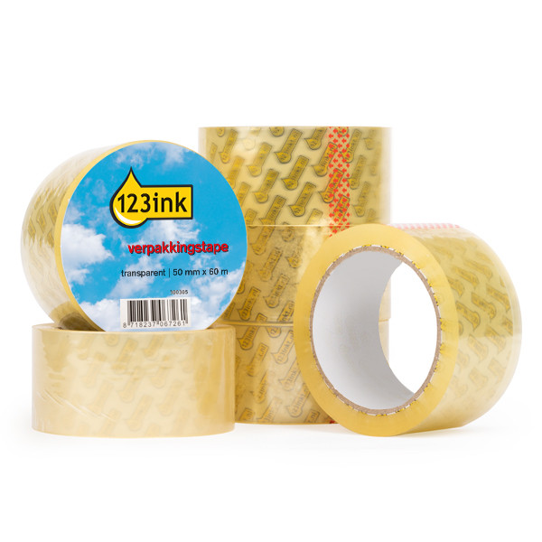 123ink transparent packing tape, 50mm x 66m (6-pack)  300306 - 1