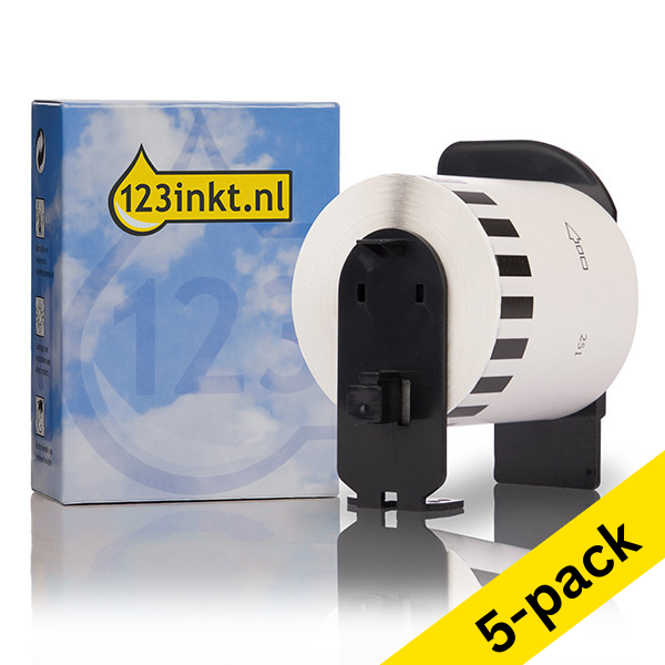 123ink version replaces Brother DK-22251 red/black on white continuous paper tape | 5-pack 650627 - 1