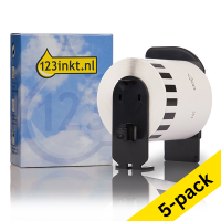 123ink version replaces Brother DK-22251 red/black on white continuous paper tape | 5-pack 650627