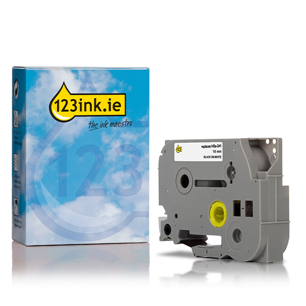 123ink version replaces Brother HSe-241 black on white heat-shrink tape, 18mm 088889 - 1