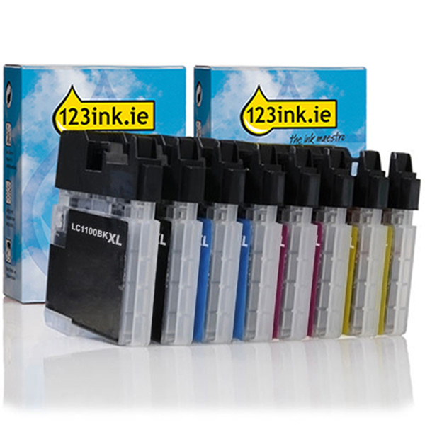 123ink version replaces Brother LC-1100XL BK/C/M/Y high-capacity ink cartridge 8-pack 125947 - 1