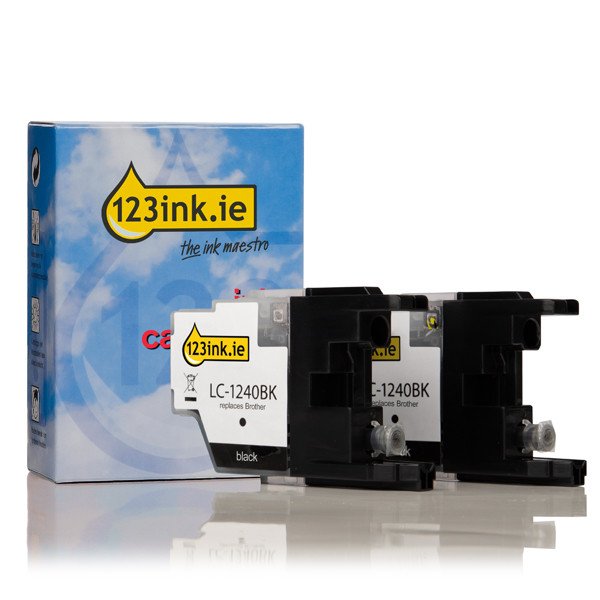 123ink version replaces Brother LC-1240BKBP2 black ink cartridge 2-pack LC1240BKBP2C 132093 - 1