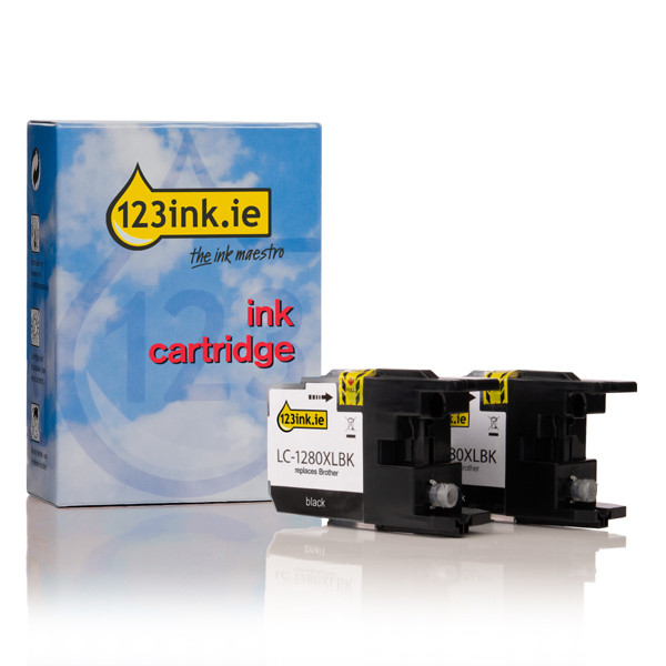 123ink version replaces Brother LC-1280XLBK black ink cartridge 2-pack LC-1280XLBKBP2C 132187 - 1