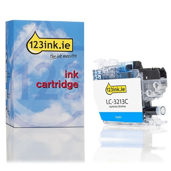 123ink version replaces Brother LC-3213C high capacity cyan ink cartridge LC3213CC 028489 - 1