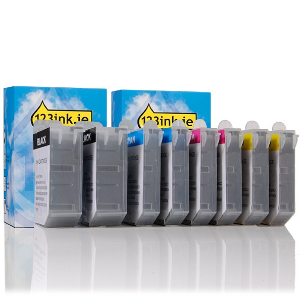 123ink version replaces Brother LC-600 BK/C/M/Y ink cartridge 8-pack LC600BKC LC600CC LC600MC LC600YC 125600 - 1