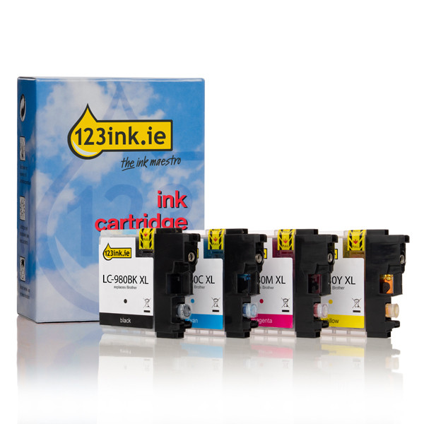 123ink version replaces Brother LC-980VALBP BK/C/M/Y ink cartridge 4-pack LC980VALBPC 132117 - 1