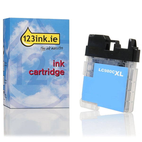 123ink version replaces Brother LC-980XLC high-capacity cyan ink cartridge 028882 - 1