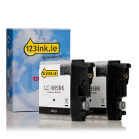 123ink version replaces Brother LC-985BK black ink cartridge 2-pack LC-985BKBP2C 132094