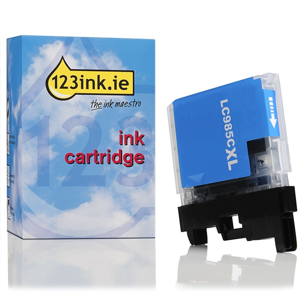 123ink version replaces Brother LC-985C XL high capacity cyan ink cartridge LC985CC 028330 - 1