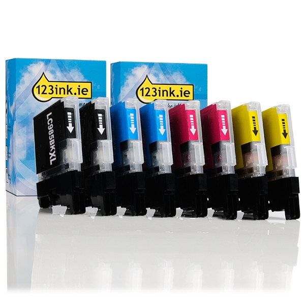 123ink version replaces Brother LC-985VALBP XL BK/C/M/Y ink cartridge 8-pack  125944 - 1