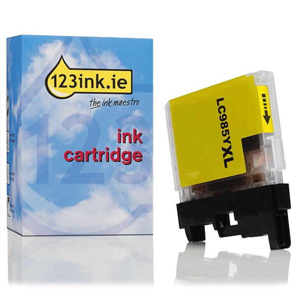123ink version replaces Brother LC-985Y XL high capacity yellow ink cartridge LC985YC 028338 - 1