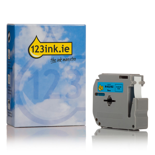 123ink version replaces Brother M-K521BZ black on blue tape, 9mm MK521BZC 080597 - 1