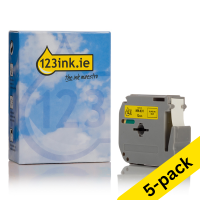 123ink version replaces Brother M-K631BZ black on yellow non-laminated tape, 12mm | 5-pack 650694