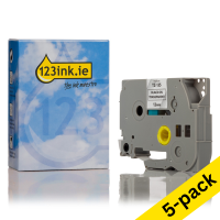 123ink version replaces Brother TZe-135 white on transparent tape, 12mm (5-pack)