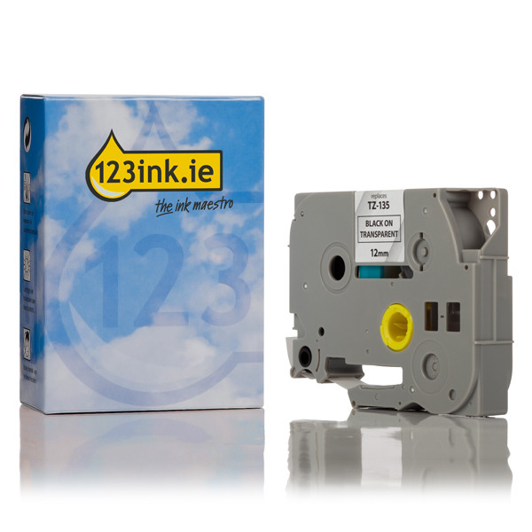 123ink version replaces Brother TZe-135 white on transparent tape, 12mm TZe135C 080399 - 1