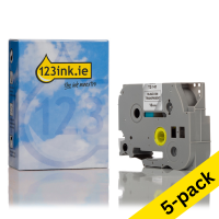 123ink version replaces Brother TZe-141 black on transparent tape, 18mm | 5-pack