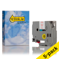 123ink version replaces Brother TZe-232 red on white tape, 12mm (5-pack)
