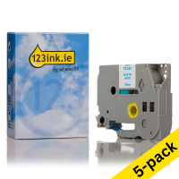 123ink version replaces Brother TZe-233 blue on white tape, 12mm (5-pack)
