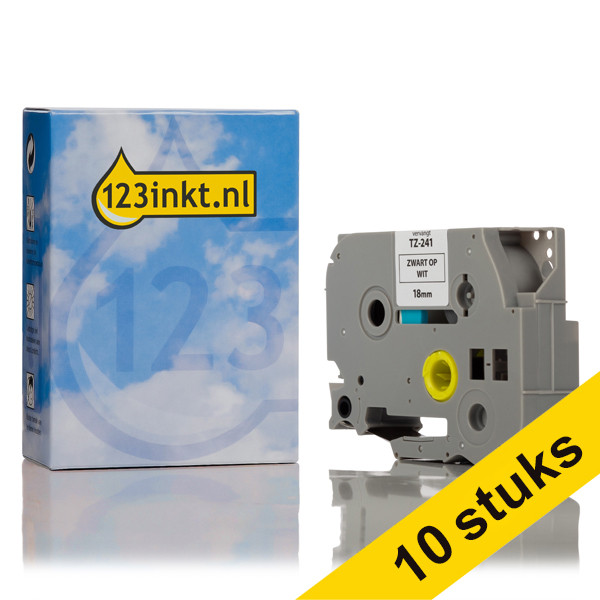 123ink version replaces Brother TZe-241 black on white tape, 18mm (10-pack) TZe241C 650784 - 1