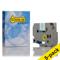 123ink version replaces Brother TZe-243 blue on white tape, 18mm (5-pack)