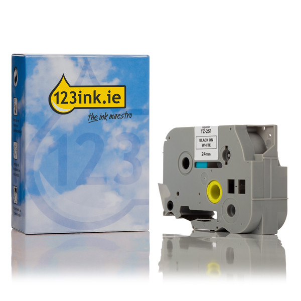 123ink version replaces Brother TZe-251 black on white tape, 24mm | 5-pack 650521 - 1